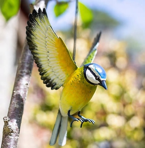 La Hacienda - Hanging 3d Metal Blue Tit in Flight