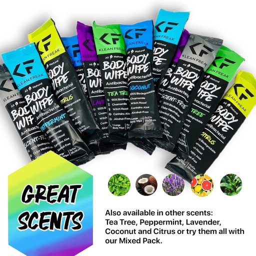 Klean Freak Body Wipes - Mini Master Pack 12 - Tea Tree Body Wipes