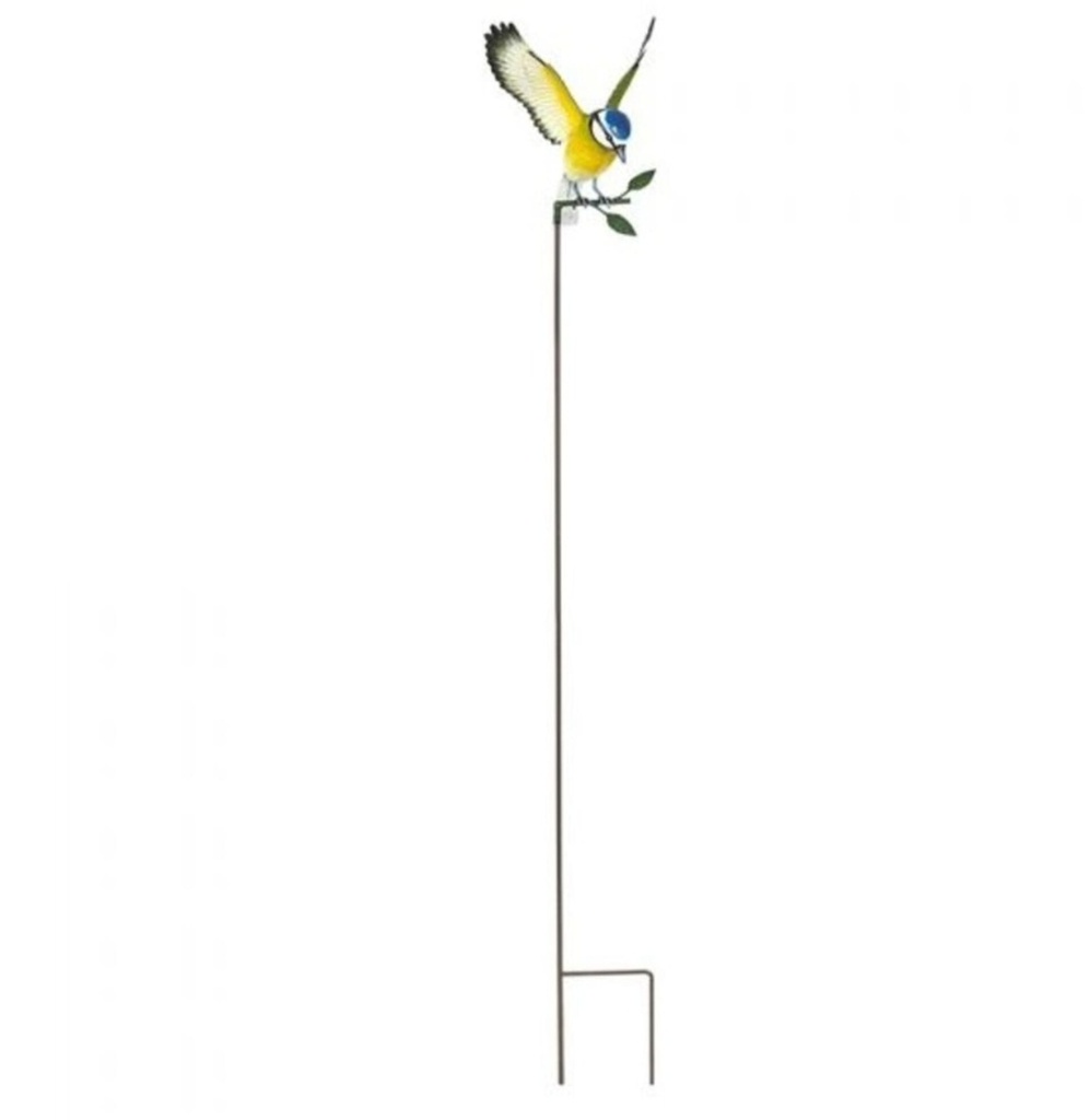 [55867] La Hacienda - Metal Inquisitive Blue Tit on Stake Image 