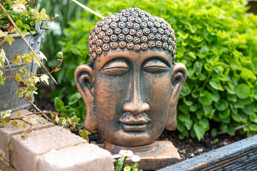 La Hacienda - Male Buddha Head On Base, Small, Bronze