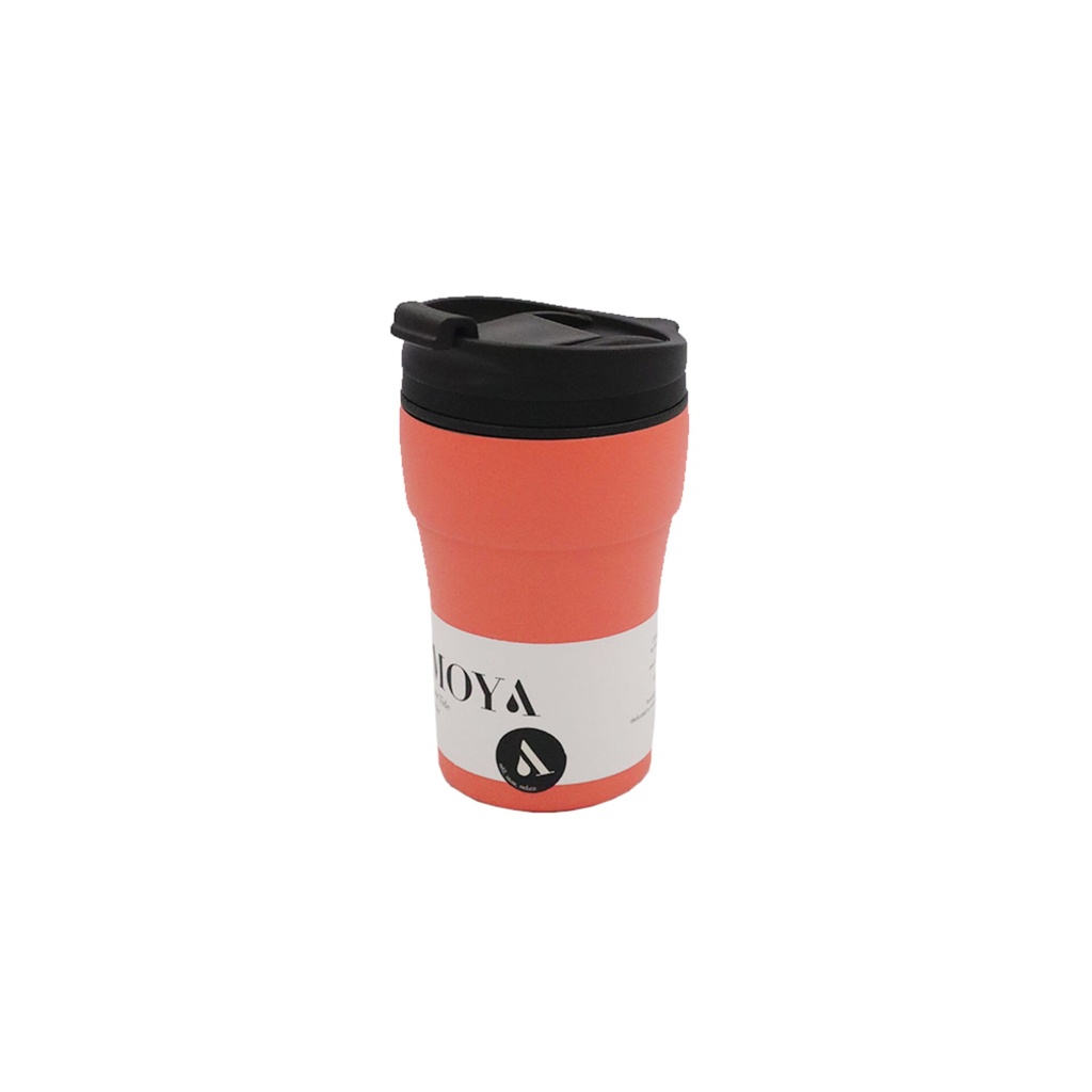 [HV133-BC-16] Moya "Low Tide" 250ml Travel Coffee Mug Black/Coral Image 