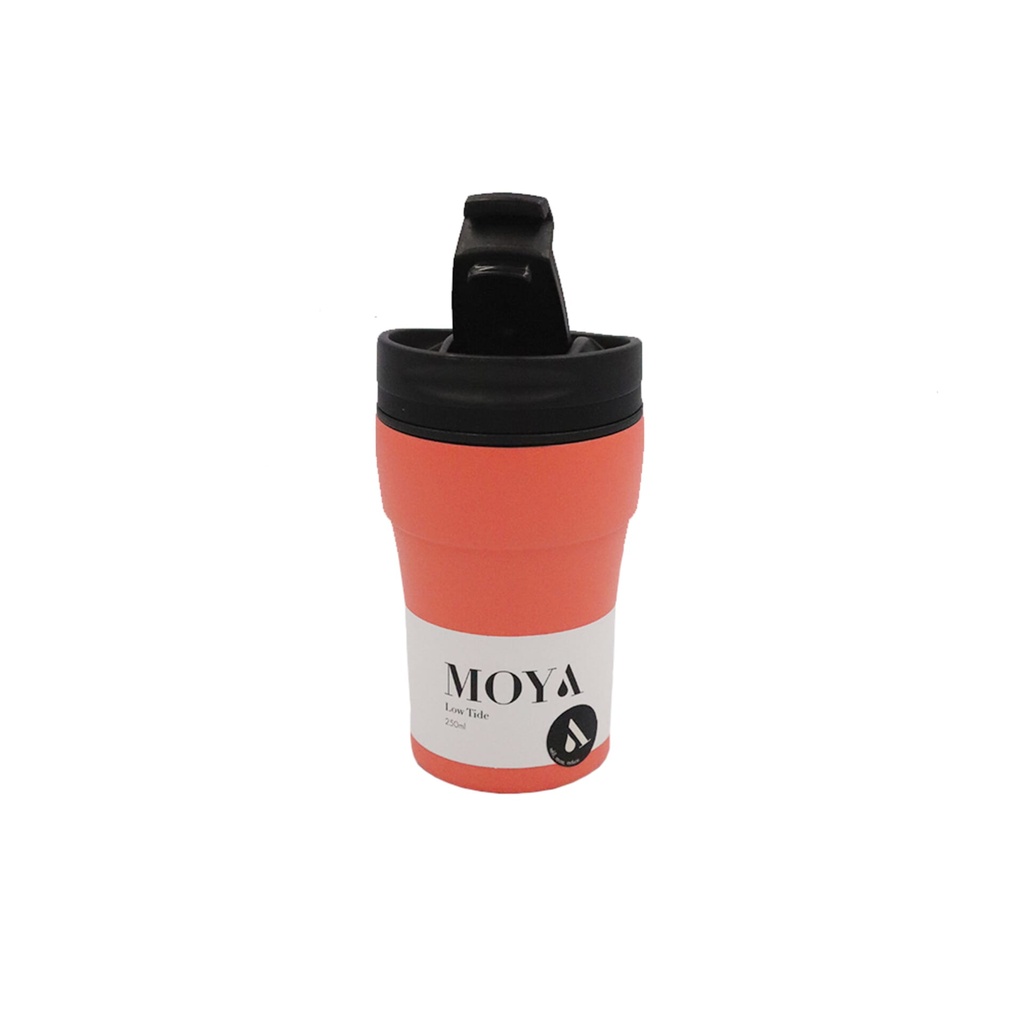 [HV133-BC-16] Moya "Low Tide" 250ml Travel Coffee Mug Black/Coral Image 