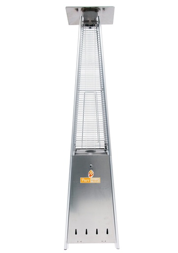 Pyramid Style Gas Patio Heater In Stainless Steel with wheels