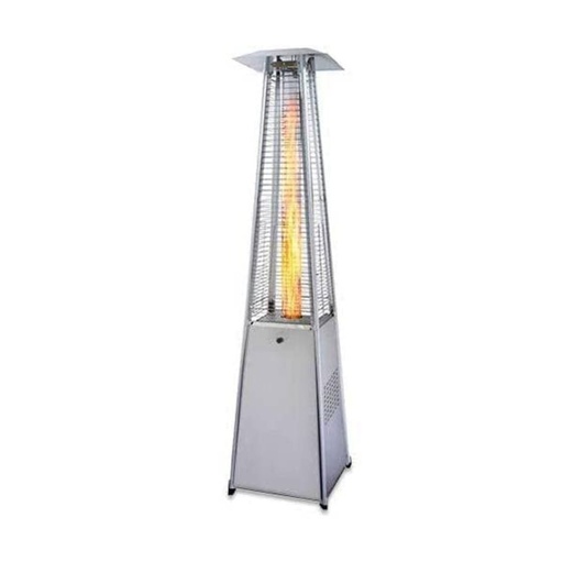 Pyramid Style Gas Patio Heater In Stainless Steel with wheels