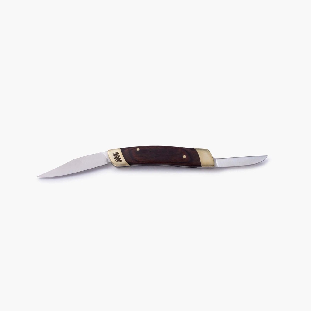 [01-0010] Double Blade Folding Pocket knife Red Wood Image 
