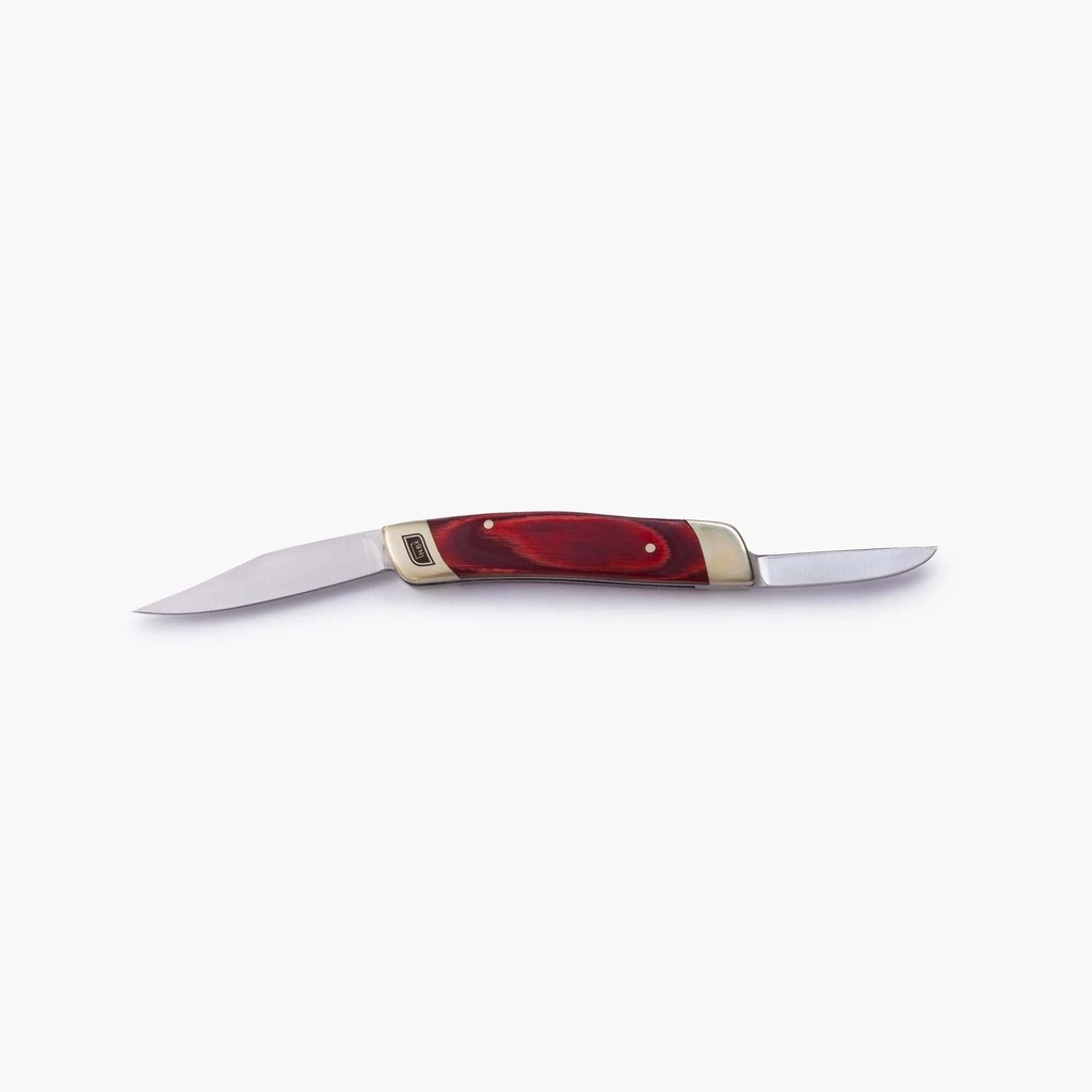 [01-0010] Double Blade Folding Pocket knife Red Wood Image 