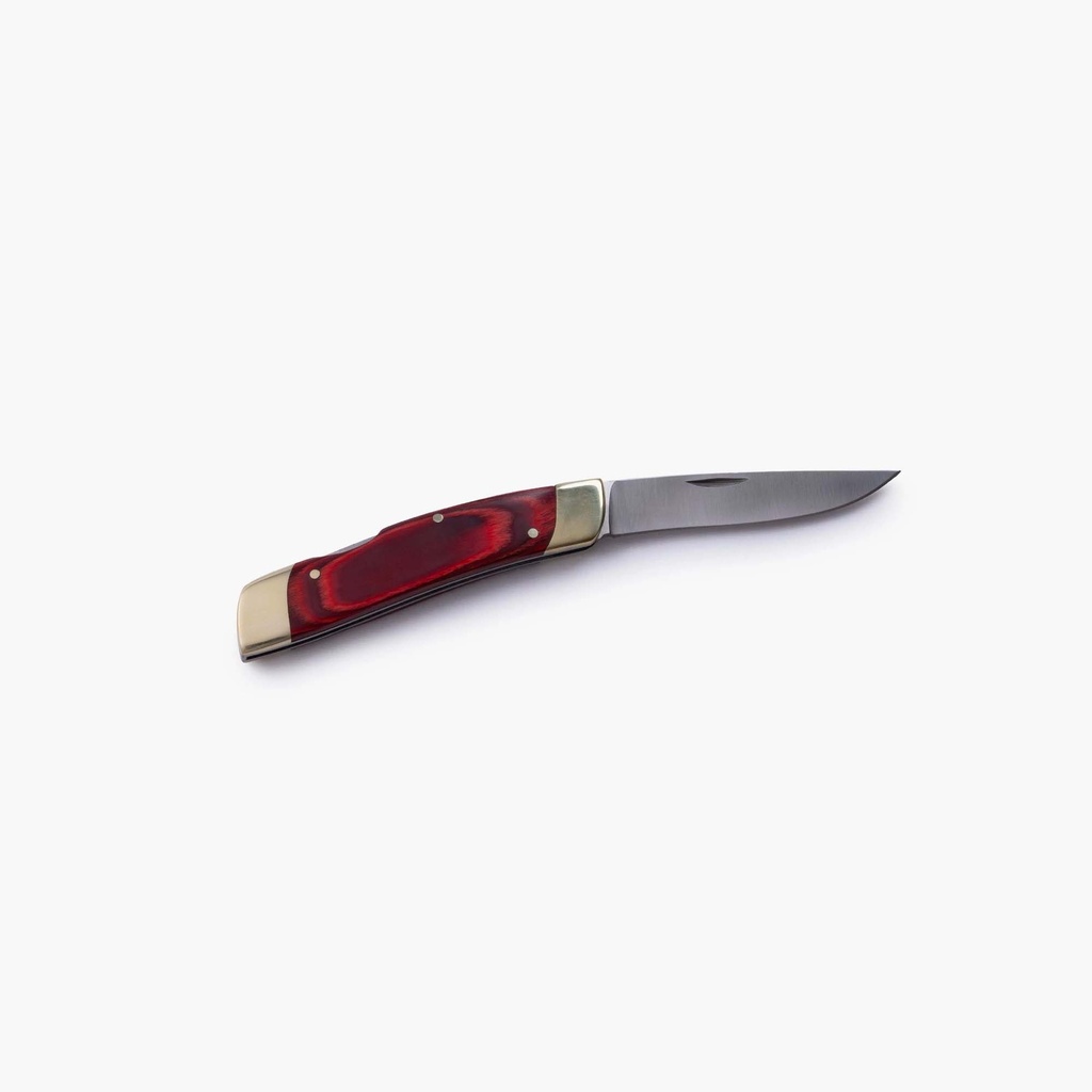 [01-0007] Single Blade Folding Pocket knife Red Wood Image 