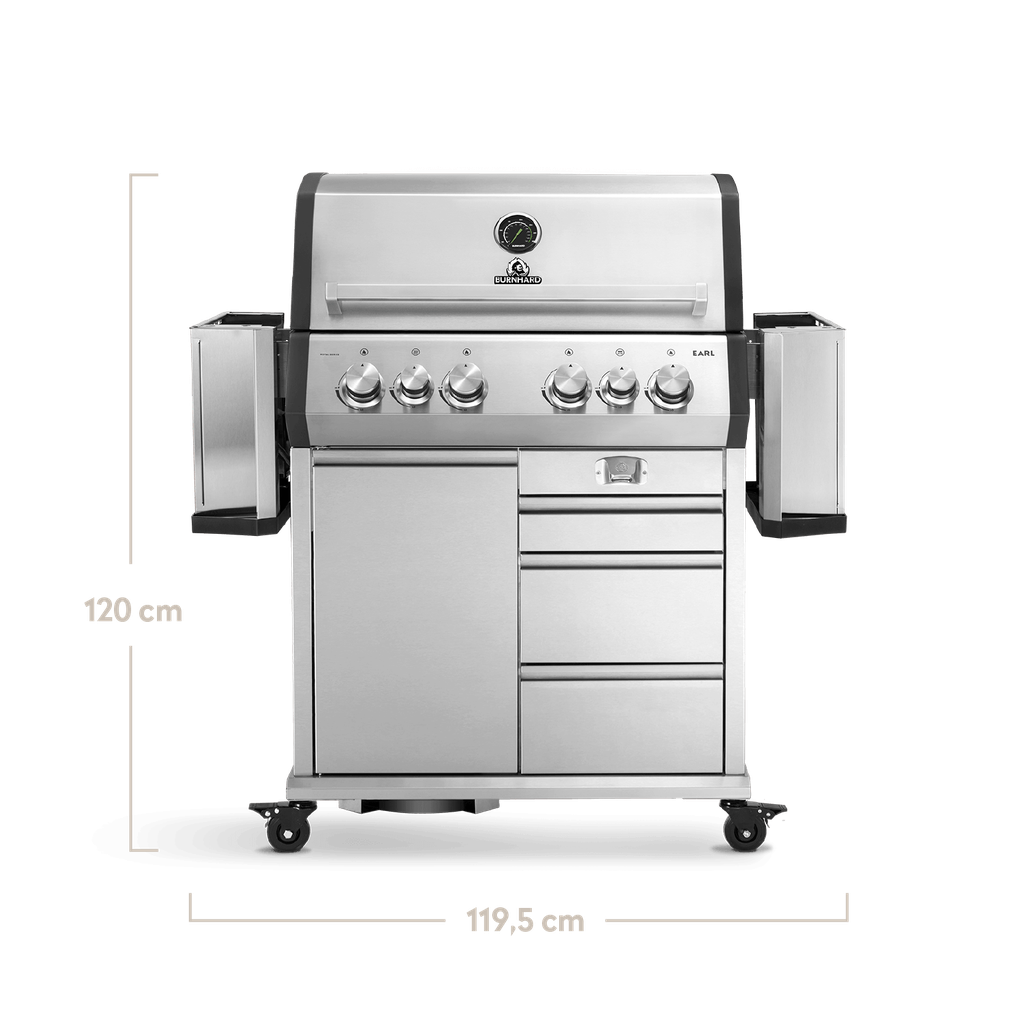 [945984] Burnhard Big EARL - 4-Burner Premium-Gas Grill 2025 with Stainless Steel with Cast Iron Grill Grate Image 