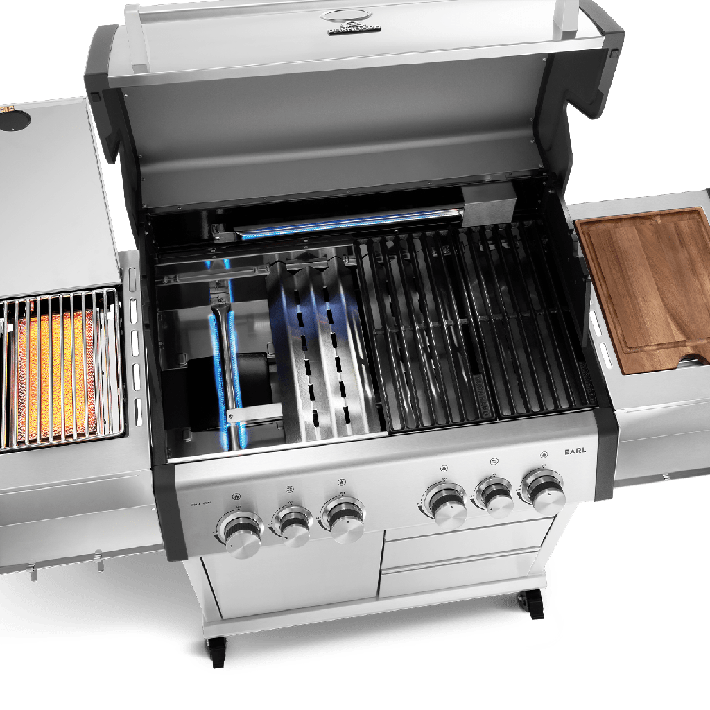 [945984] Burnhard Big EARL - 4-Burner Premium-Gas Grill 2025 with Stainless Steel with Cast Iron Grill Grate Image 