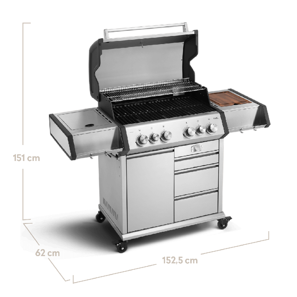 [945984] Burnhard Big EARL - 4-Burner Premium-Gas Grill 2025 with Stainless Steel with Cast Iron Grill Grate Image 