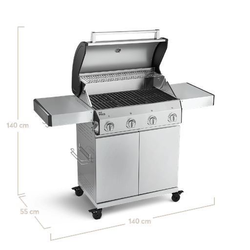 Burnhard Big FRED - 4-Burner Gas Grill Basic - Series 3 Stainless Steel with Cast Iron Grate