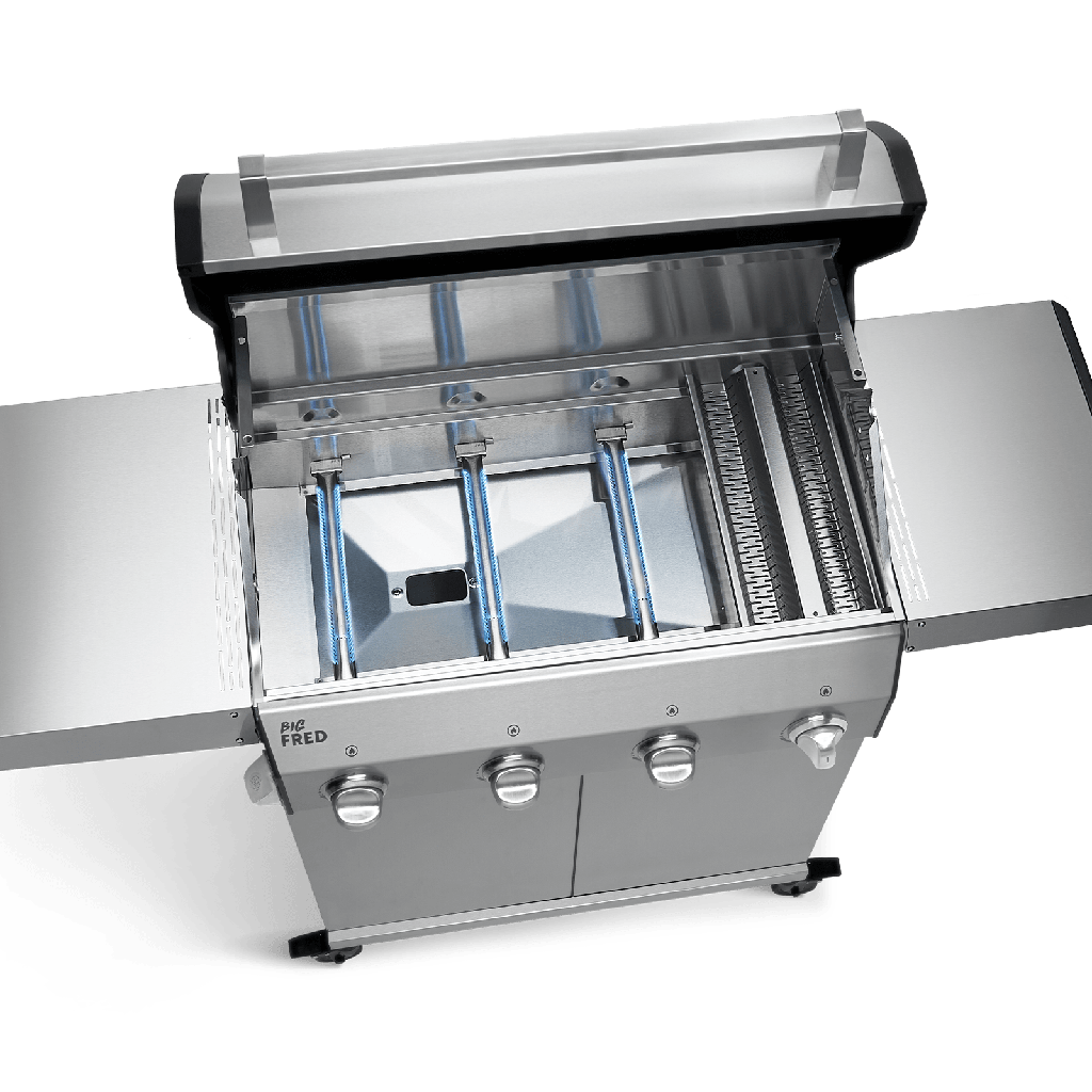 [945523] Burnhard Big FRED - 4-Burner Gas Grill Basic - Series 3 Stainless Steel with Cast Iron Grate Image 