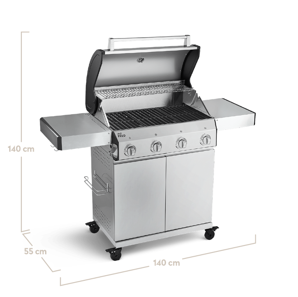 [946007] Burnhard Big FRED - 4-Burner Gas Grill Basic - Series 3 Stainless Steel with Stainless Steel Grate Image 