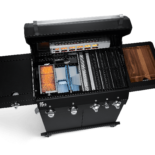 Burnhard Big FRED - 4-Burner Gas Grill Deluxe Black Edition - Series 3 with Stainless Steel Grate
