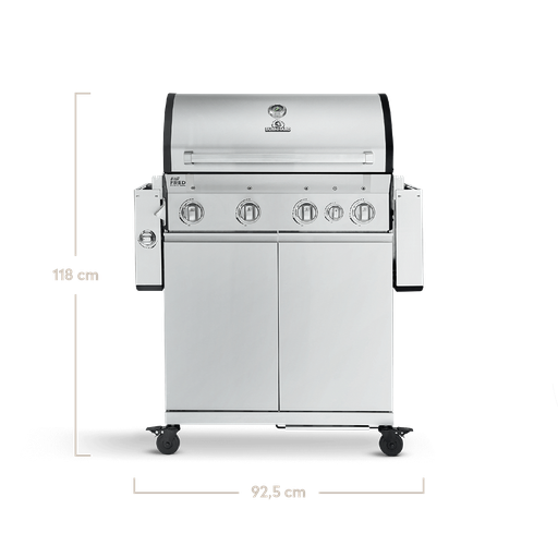 Burnhard Big FRED - 4-Burner Gas Grill Deluxe Stainless Steel - Series 3 with Cast Iron