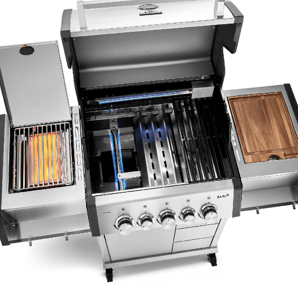[946394] Burnhard EARL - 3-Burner Premium Gas Grill - Black Edition 2025 with Cast Iron Grill Grate Image 