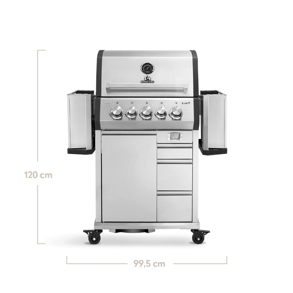 [946394] Burnhard EARL - 3-Burner Premium Gas Grill - Black Edition 2025 with Cast Iron Grill Grate Image 