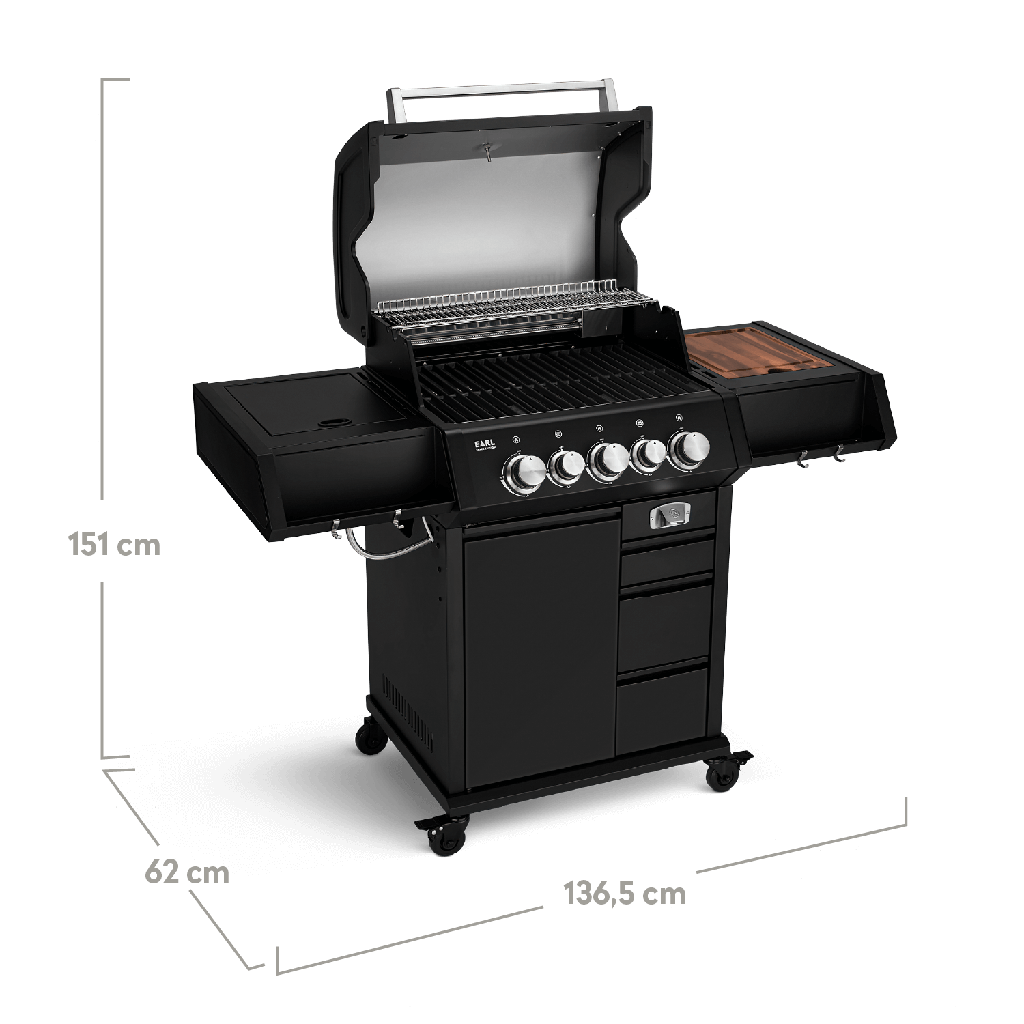 [946622] Burnhard EARL - 3-Burner Premium-Gas Grill 2025 Stainless Steel with Stainless Steel Grill Grate Image 