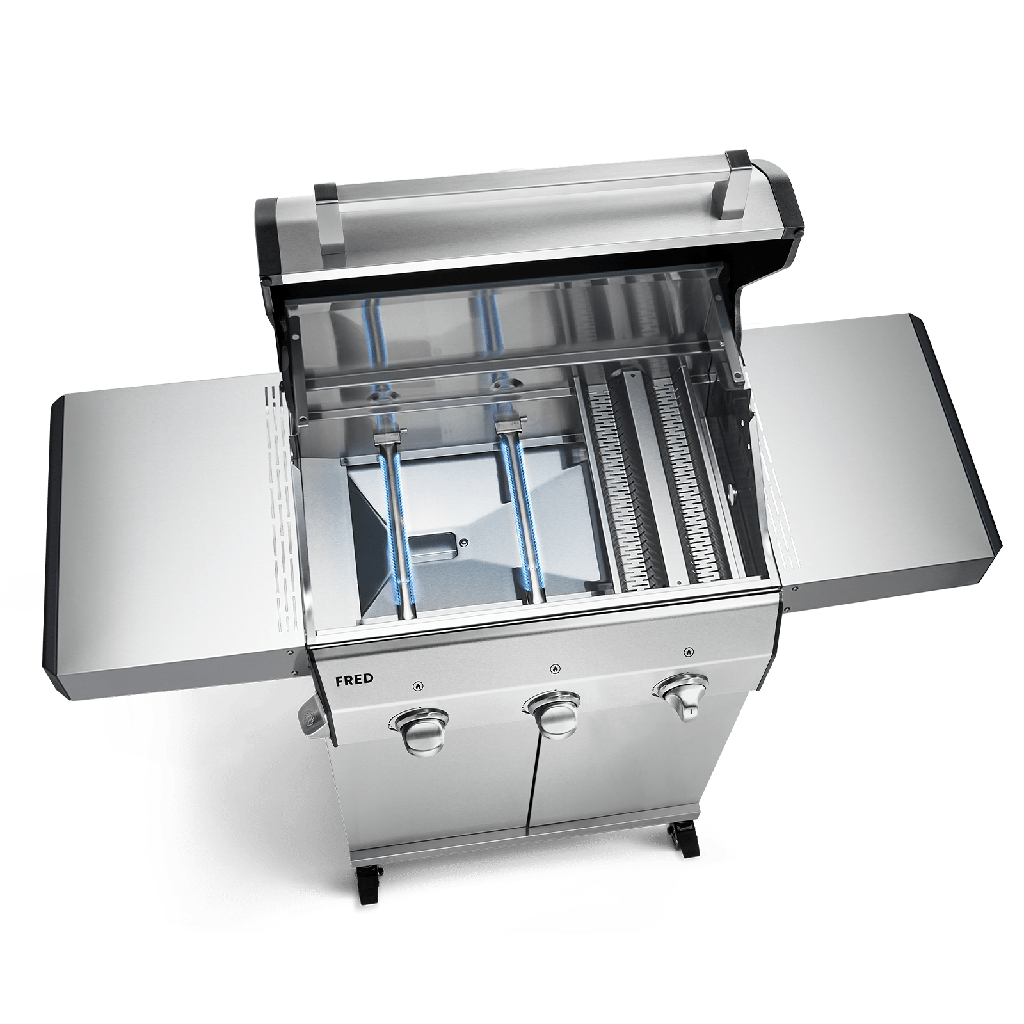 [945513] Burnhard FRED - 3-Burner Gas Grill Basic Edition - Series 3 Stainless Steel with Cast Iron Grate Image 