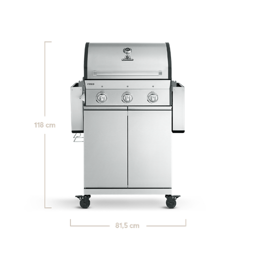 Burnhard FRED - 3-Burner Gas Grill Basic Edition - Series 3 Stainless Steel with Cast Iron Grate