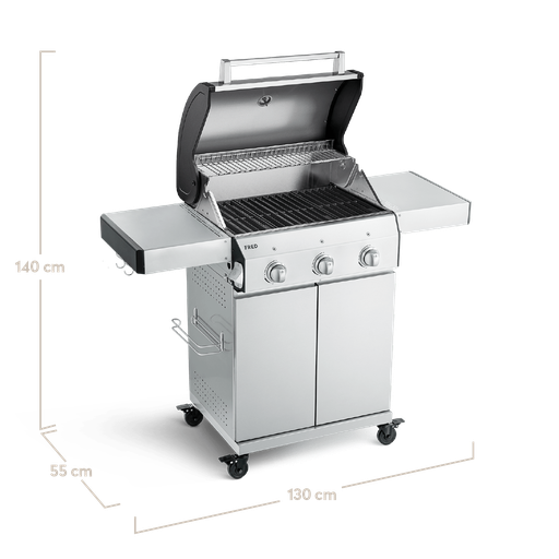 Burnhard FRED - 3-Burner Gas Grill Basic Edition - Series 3 Stainless Steel with Stainless Steel Grate