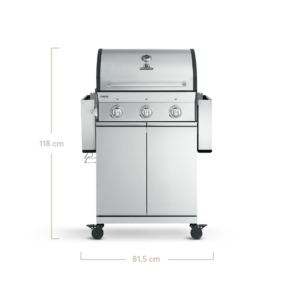 [946006] Burnhard FRED - 3-Burner Gas Grill Basic Edition - Series 3 Stainless Steel with Stainless Steel Grate Image 