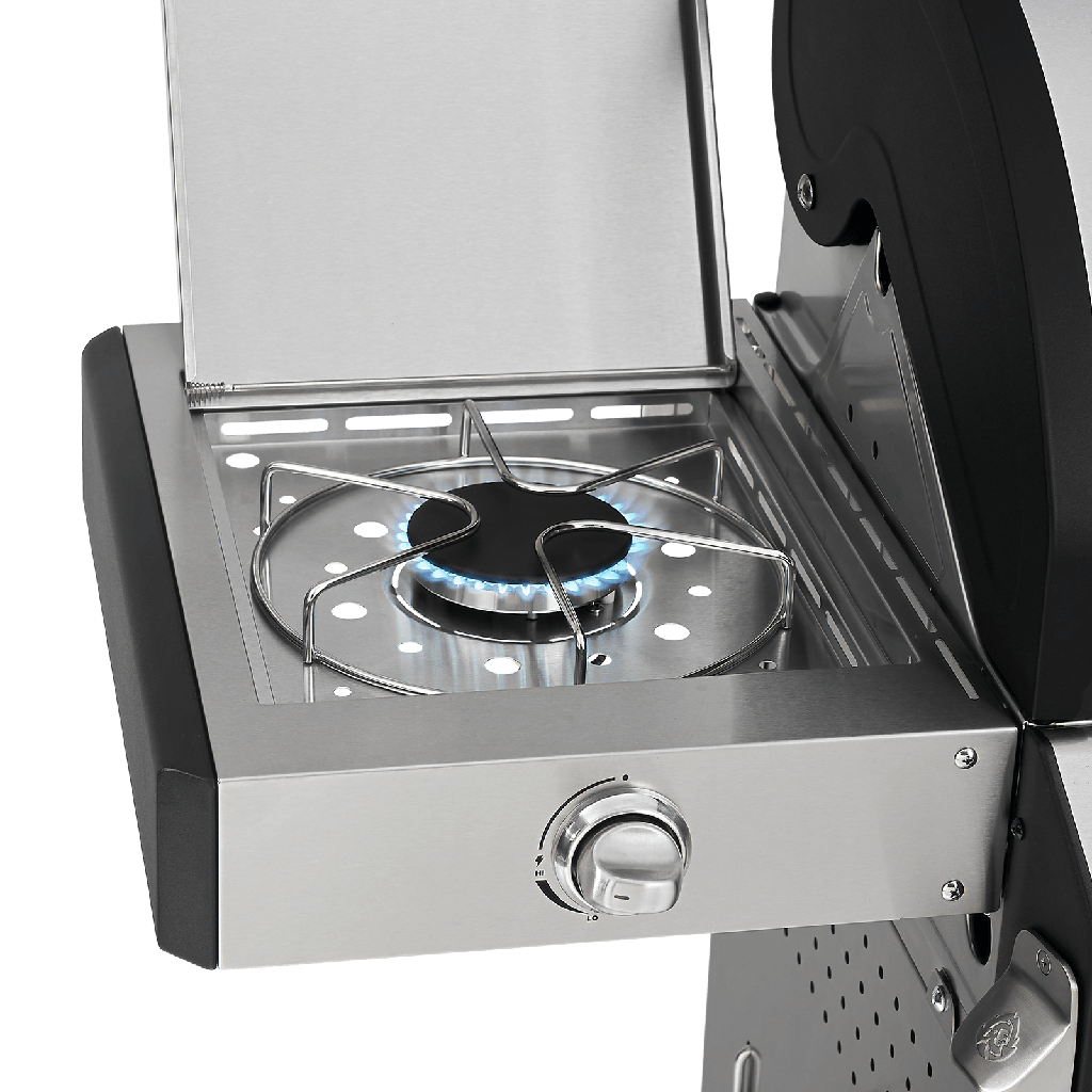 [945517] Burnhard FRED - 3-Burner Gas Grill Deluxe Stainless Steel - Series 3 with Cast Iron Grate Image 