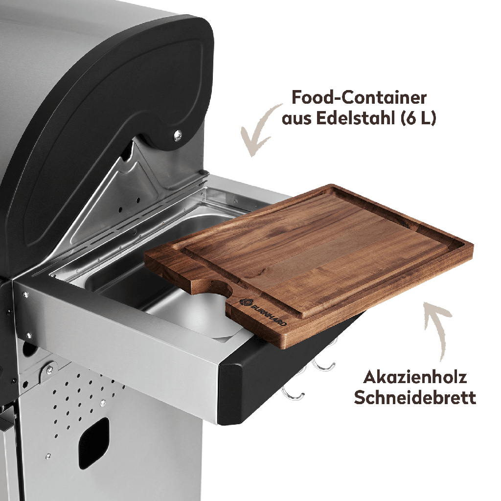 [945517] Burnhard FRED - 3-Burner Gas Grill Deluxe Stainless Steel - Series 3 with Cast Iron Grate Image 