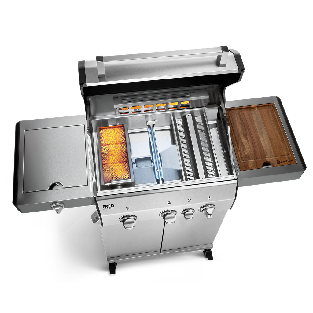 [945967] Burnhard FRED - 3-Burner Gas Grill Deluxe Stainless Steel - Series 3 with Stainless Steel Grate Image 
