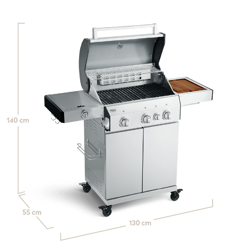 [945967] Burnhard FRED - 3-Burner Gas Grill Deluxe Stainless Steel - Series 3 with Stainless Steel Grate Image 