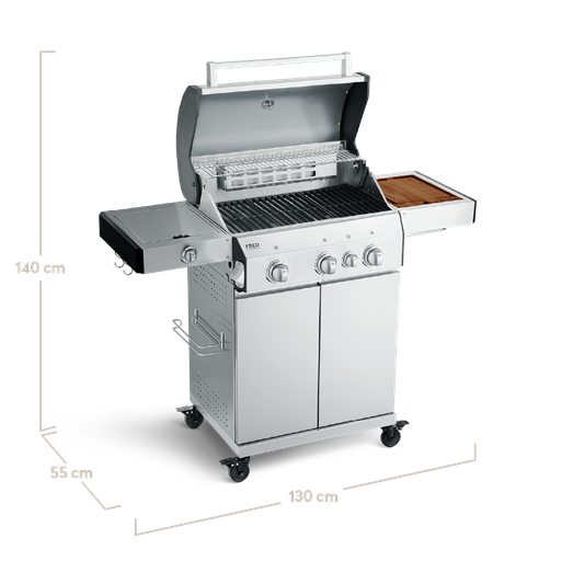 Burnhard FRED - 3-Burner Gas Grill Deluxe Stainless Steel - Series 3 with Stainless Steel Grate
