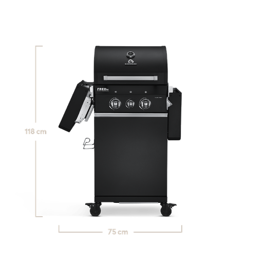 Burnhard FRED Jr. - 2-Burner Gas Grill Deluxe Black Edition - Series 3 with Stainless Steel Grate