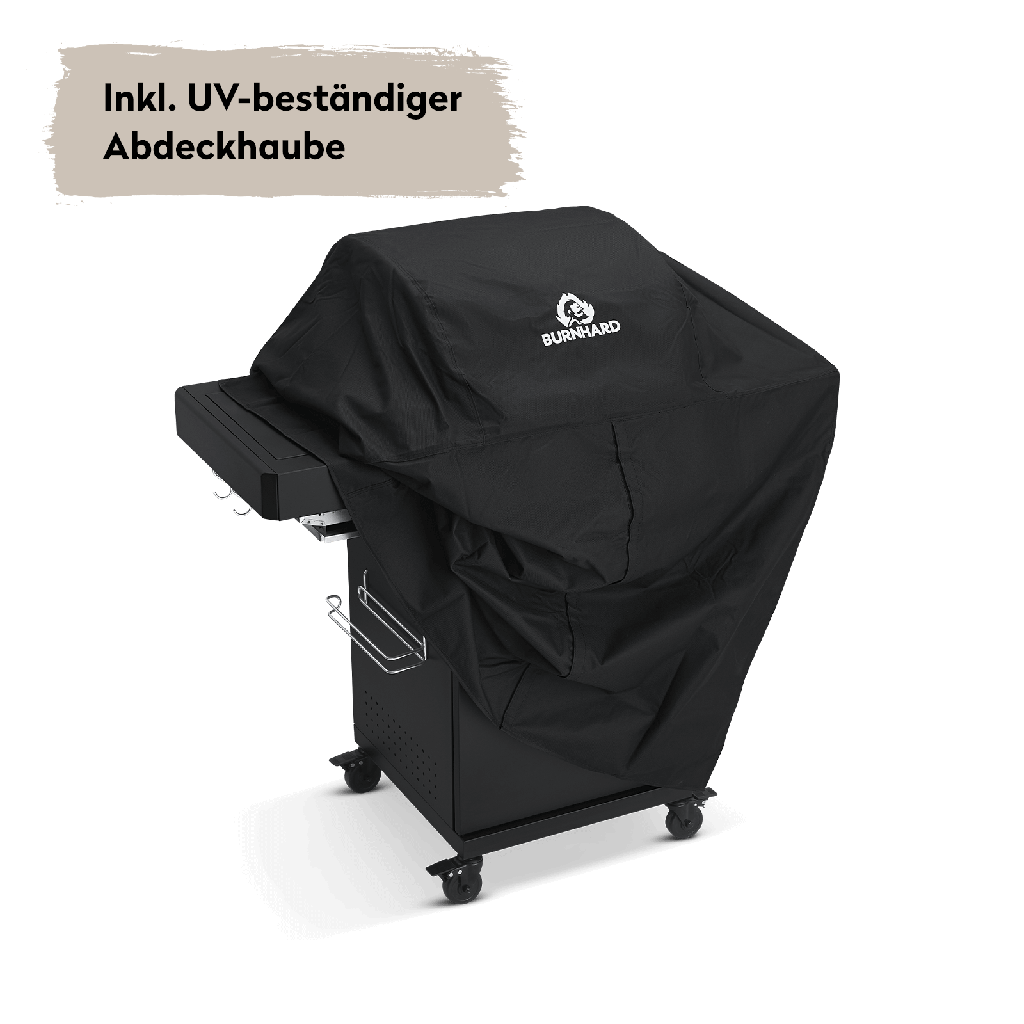 [945966] Burnhard FRED Jr. - 2-Burner Gas Grill Deluxe Black Edition - Series 3 with Stainless Steel Grate Image 