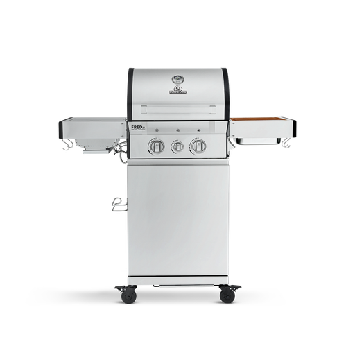 Burnhard FRED Jr. - 2-Burner Gas Grill Deluxe Stainless Steel - Series 3 with Cast Iron Grate