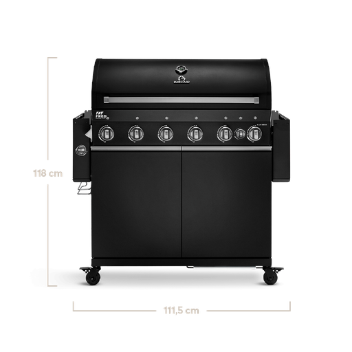 Burnhard Fat FRED - 6-Burner Gas Grill Deluxe Black Edition - Series 3 with Cast Iron Grate