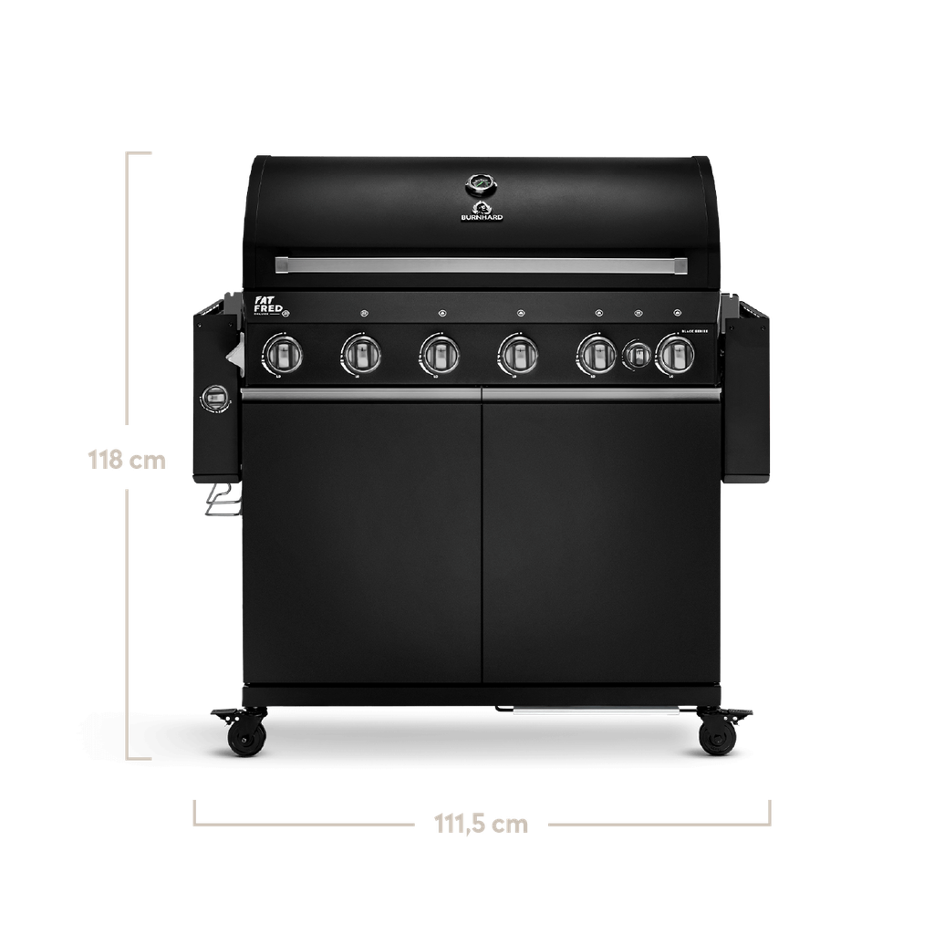 [945972] Burnhard Fat FRED - 6-Burner Gas Grill Deluxe Black Edition - Series 3 with Stainless Steel Grate Image 