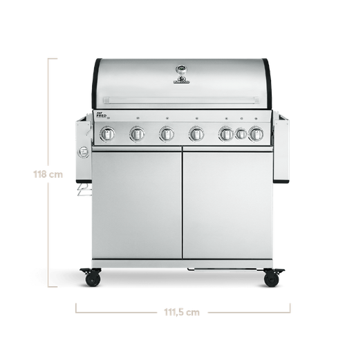 Burnhard Fat FRED - 6-Burner Gas Grill Deluxe Stainless Steel - Series 3 with Cast Iron Grate