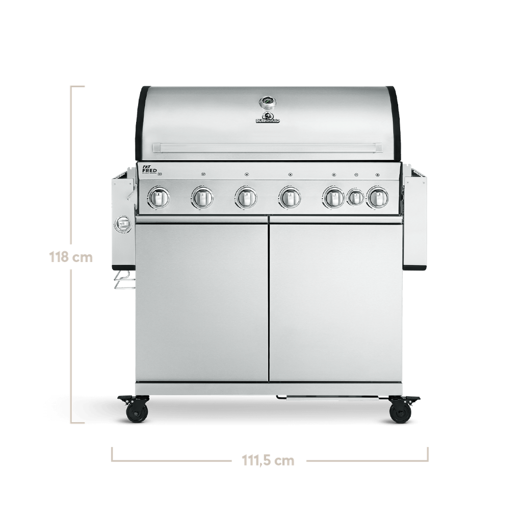 [945971] Burnhard Fat FRED - 6-Burner Gas Grill Deluxe Stainless Steel - Series 3 with Stainless Steel Grate Image 
