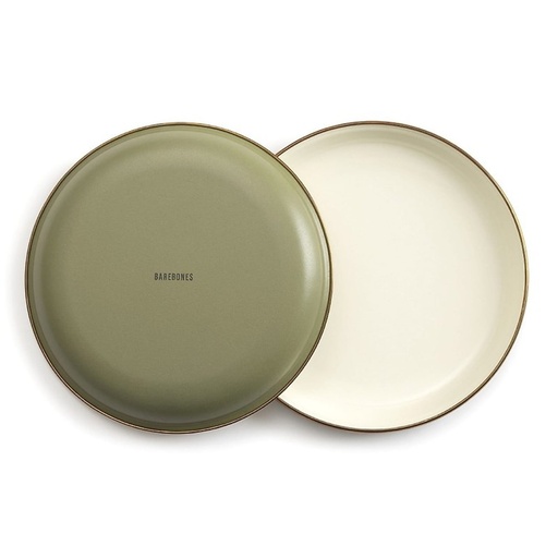BareBones - Enamel 2-Tone Deep Plate Set - Olive Drab
