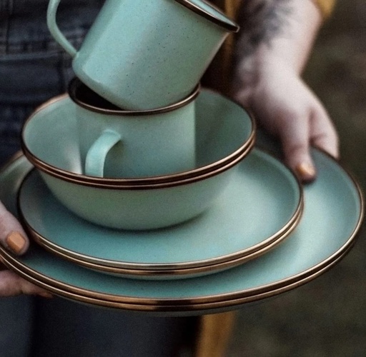 BareBones - Enamel Bowl Green - set of 2 -DISCONTINUED