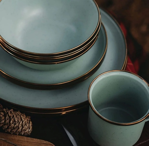 BareBones - Enamel Bowl Green - set of 2 -DISCONTINUED