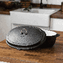 [CKW-1102] BareBones - Enamel Lined Cast Iron Roaster - Vintage White Image 