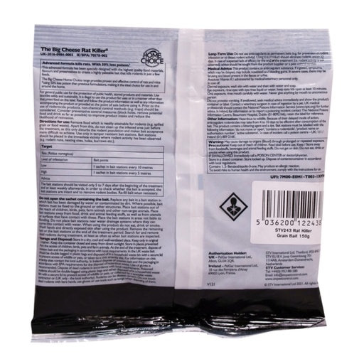 STV243-STV  Rat Killer Grain Bait Sachet - 150g