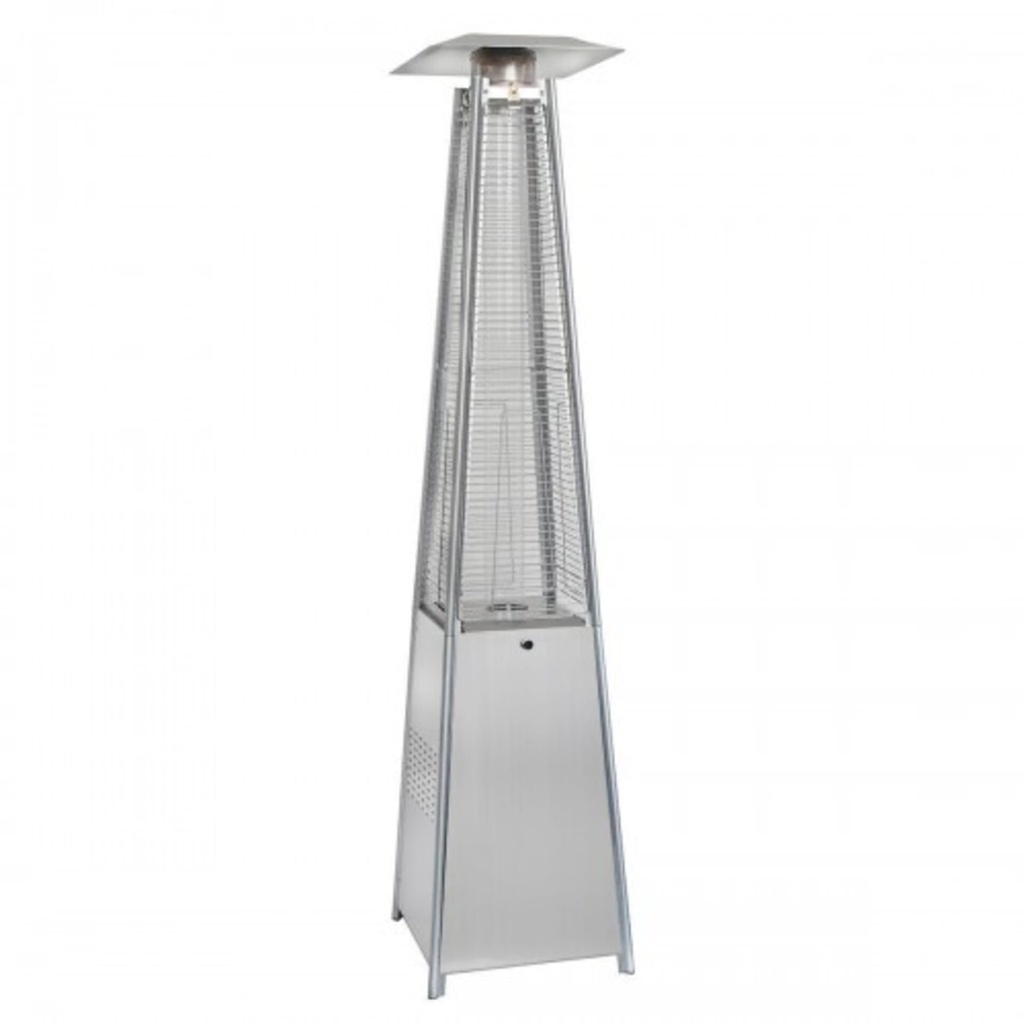 Pyramid Style Gas Patio Heater In Stainless Steel with wheels