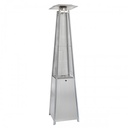 Pyramid Style Gas Patio Heater In Stainless Steel with wheels