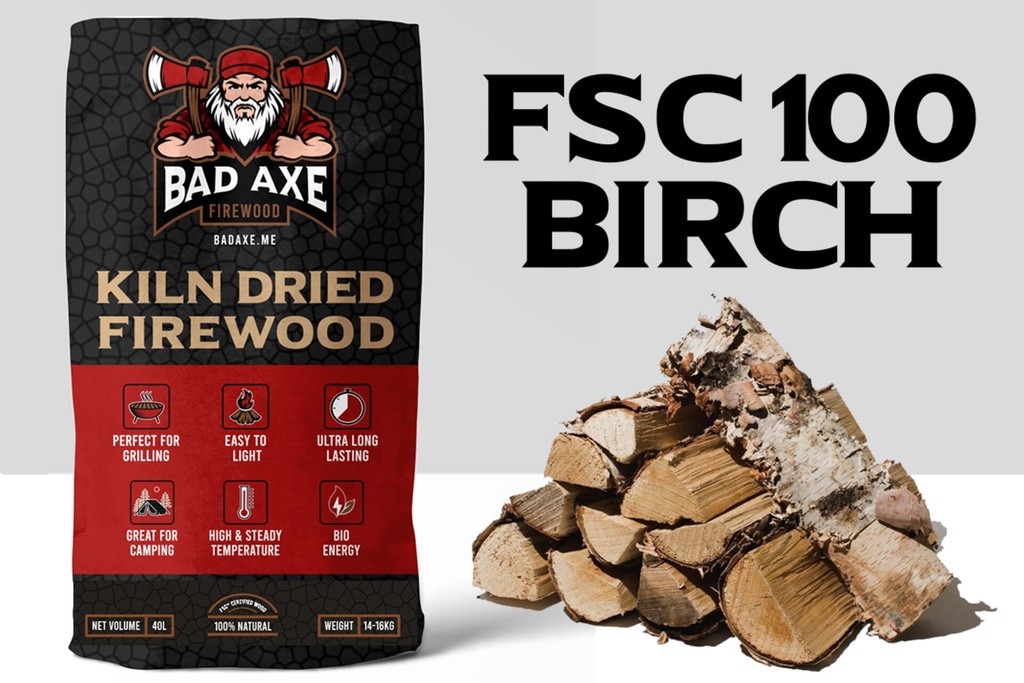 Bad Axe - Firewood -Birch 40L Sack Approx 15kg