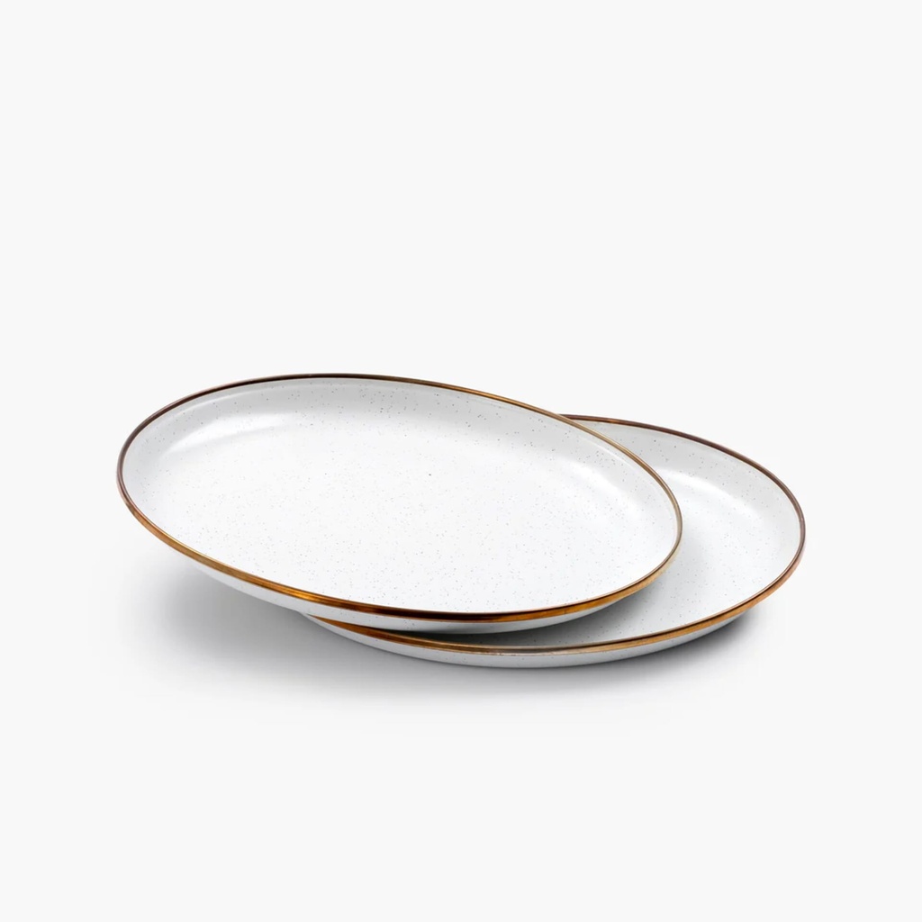 BareBones - Enamel Plate Eggshell - set of 2 -DISCONTINUED
