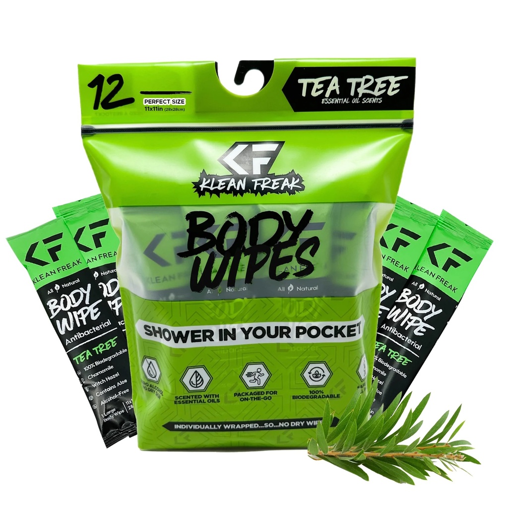 Klean Freak - Body Wipes - Dozen Pack - Tea Tree