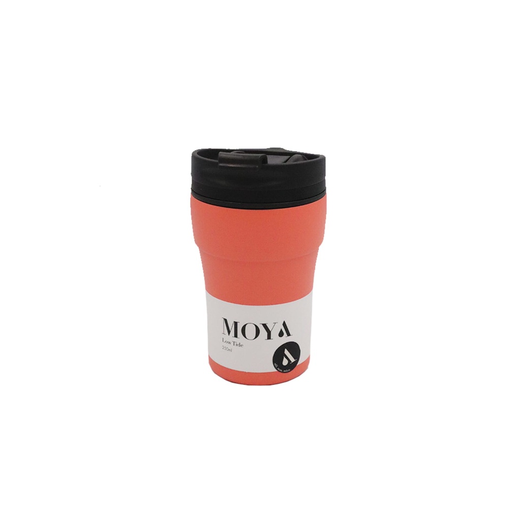 Moya "Low Tide" 250ml Travel Coffee Mug Black/Coral