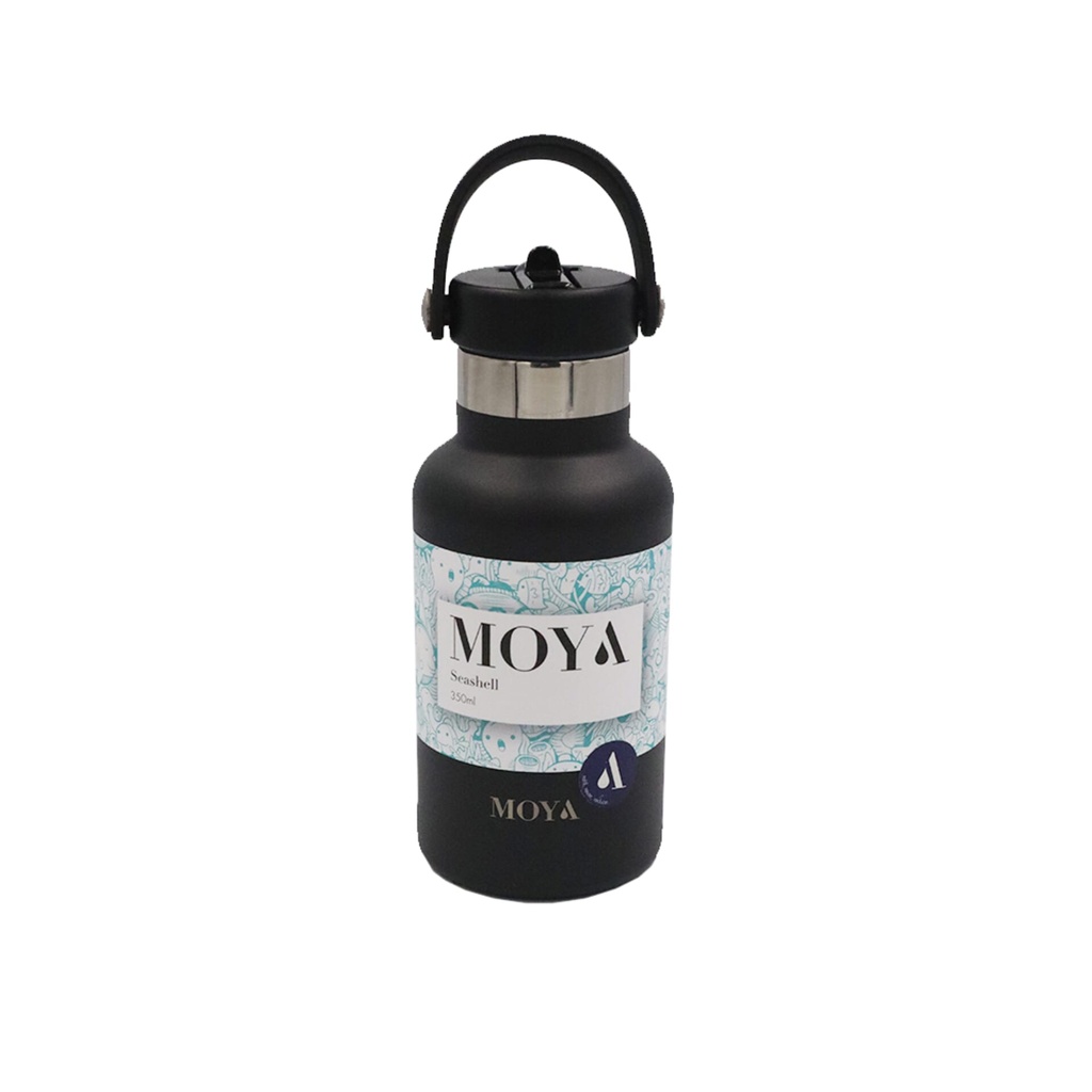 Moya "Seashell" 350ml Insulated Sustainable Water Bottle Black
